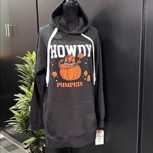 U.S. Vintage Fleece Lined oversized pullover hoodie,Howdy pumpkin, pouch pocket